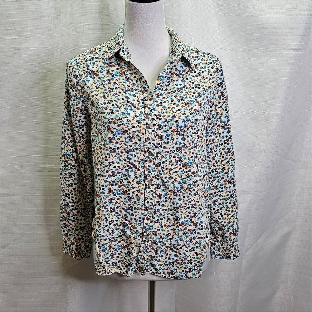 Anthropologie Jane and Delancey Floral Button Front Shirt Size Small
